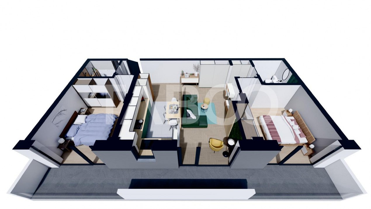 Apartament 2 bai  3 camere 69 mpu balcon 17 mp zona Terezian Sibiu