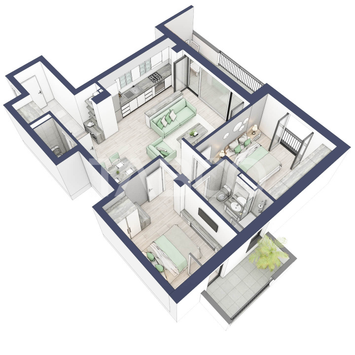 Apartament 3 camere 2 bai ETAJ 1 boxa la subsol Turnisor