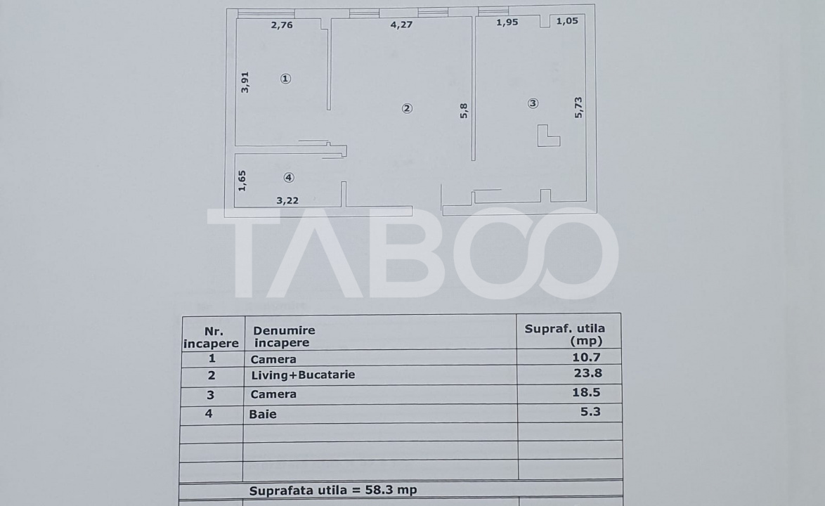 Apartament 3 camere 58 mp utili constructie Premium