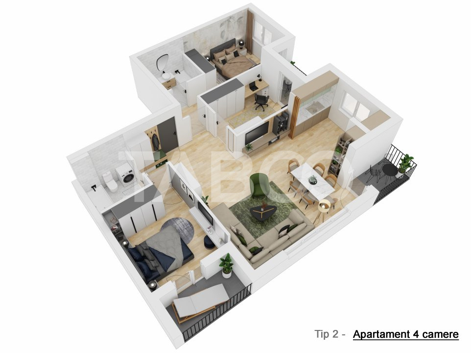 Apartament 4 camere 3 balcoane 91 mpu si LOC PARCARE zona Dna Stanca