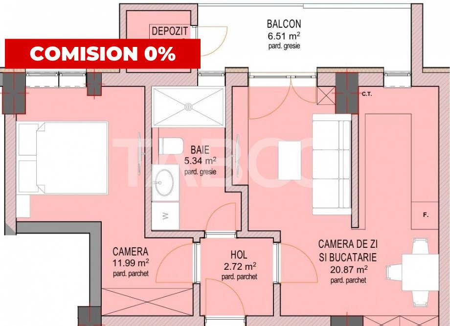 Apartament 43 mpu cu 2 camere parter cu lift zona Doamna Stanca Sibiu in Sibiu - Doamna Stanca