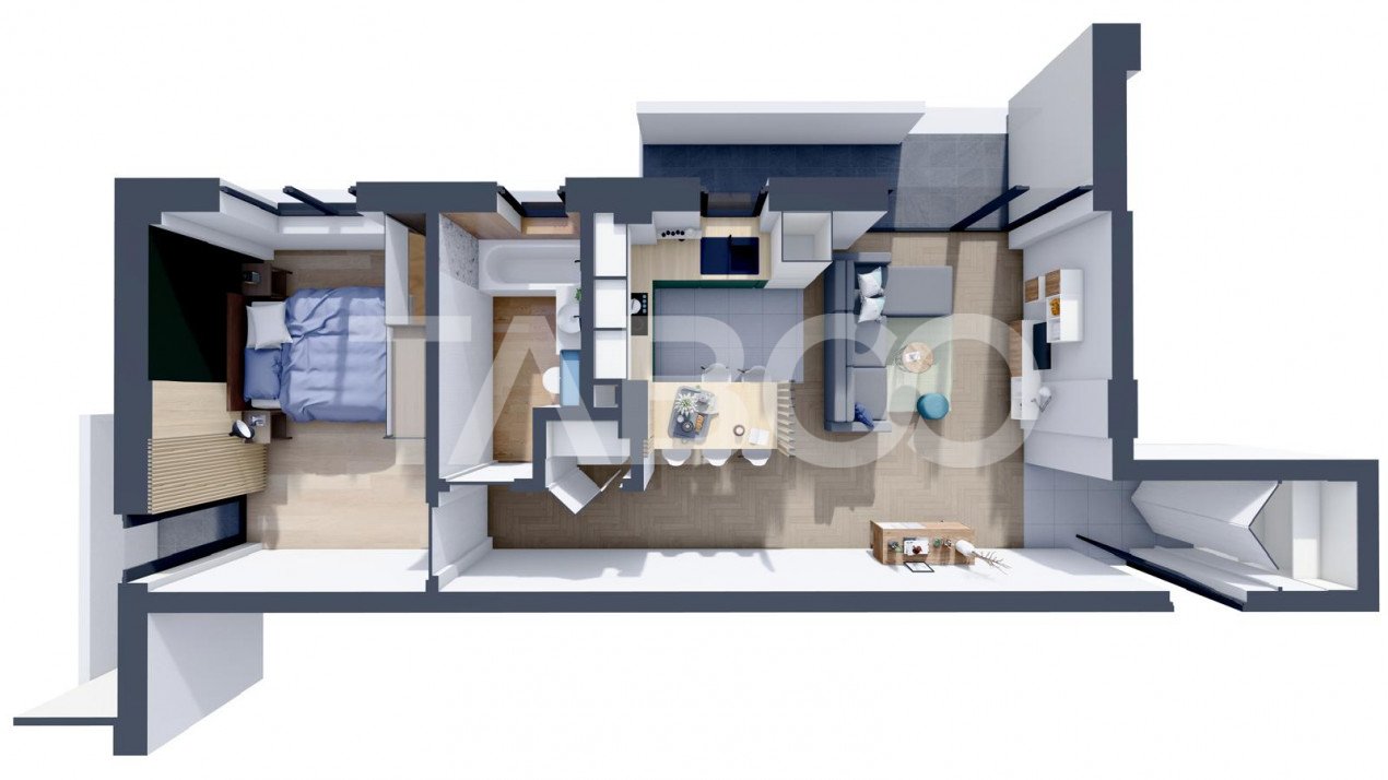 Apartament 54 mpu loc de parcare inclus 2 camere 2 balcoane 