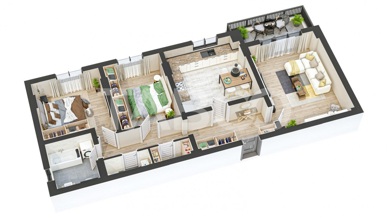 Apartament 84 mpu 3 camere decomandate 2 bai balcon Sibiu COMISION 0%