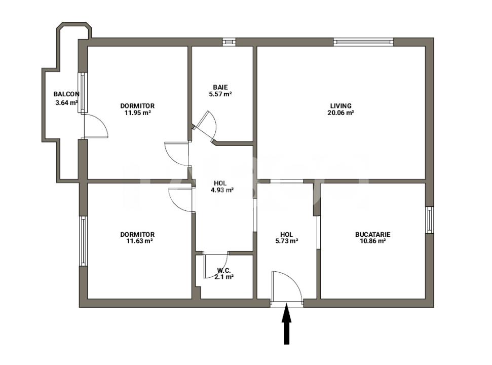 Apartament de vanzare 73mpu 3 camere etaj intermediar in bloc cu lift