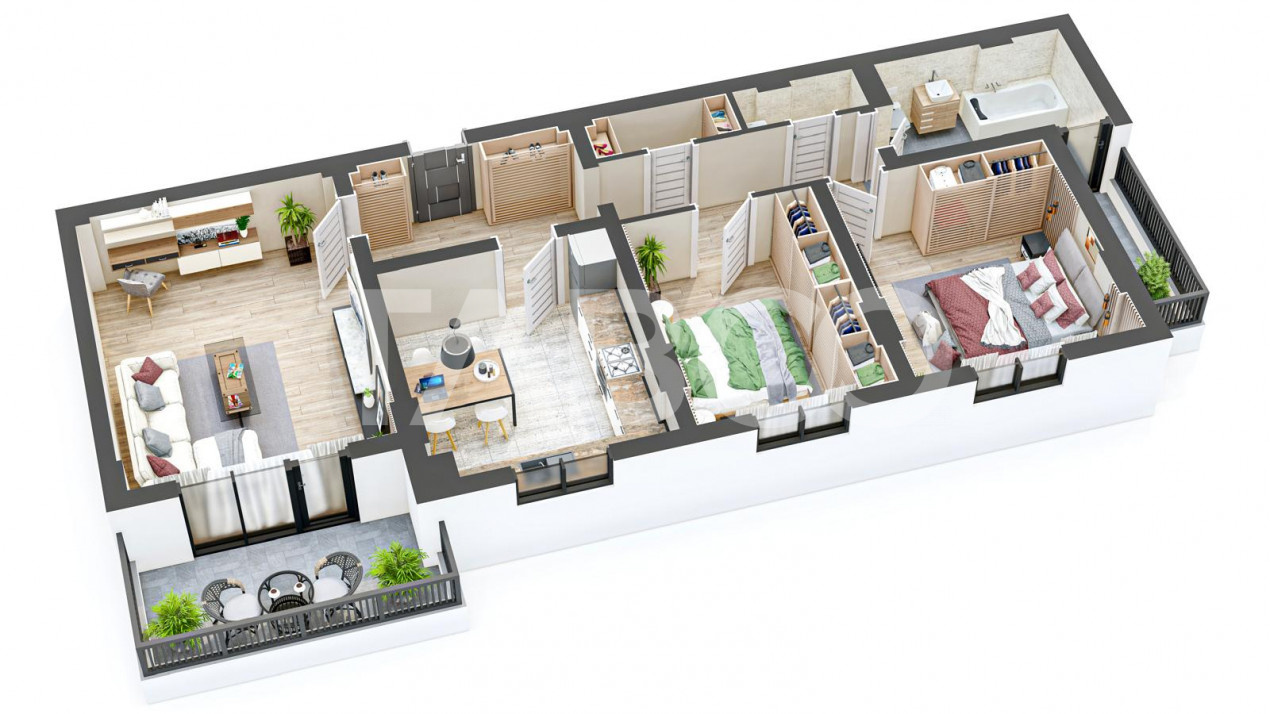 Apartament de vanzare 85 mpu cu 3 camere 2 balcoane in Sibiu