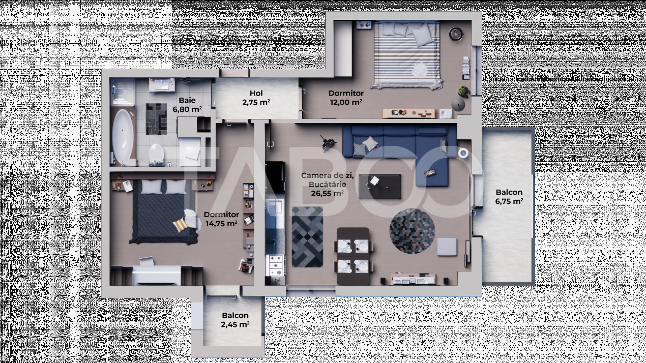 Apartament decomandat 3 camere 63 mpu balcon si 2 locuri parcare Sibiu