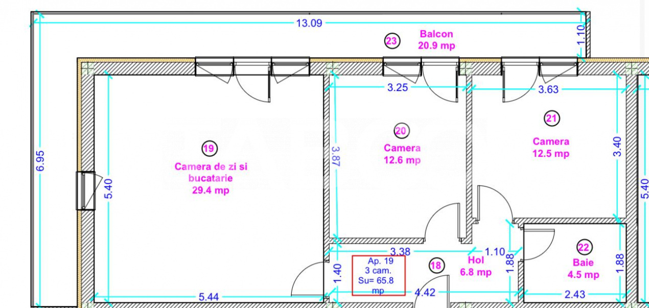 Apartament decomandat 3 camere 66 mp balcon loc parcare Doamna Stanca
