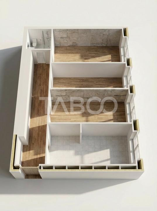 Apartament decomandat 3 camere  84 mpu etaj intermediar Turnisor Sibiu