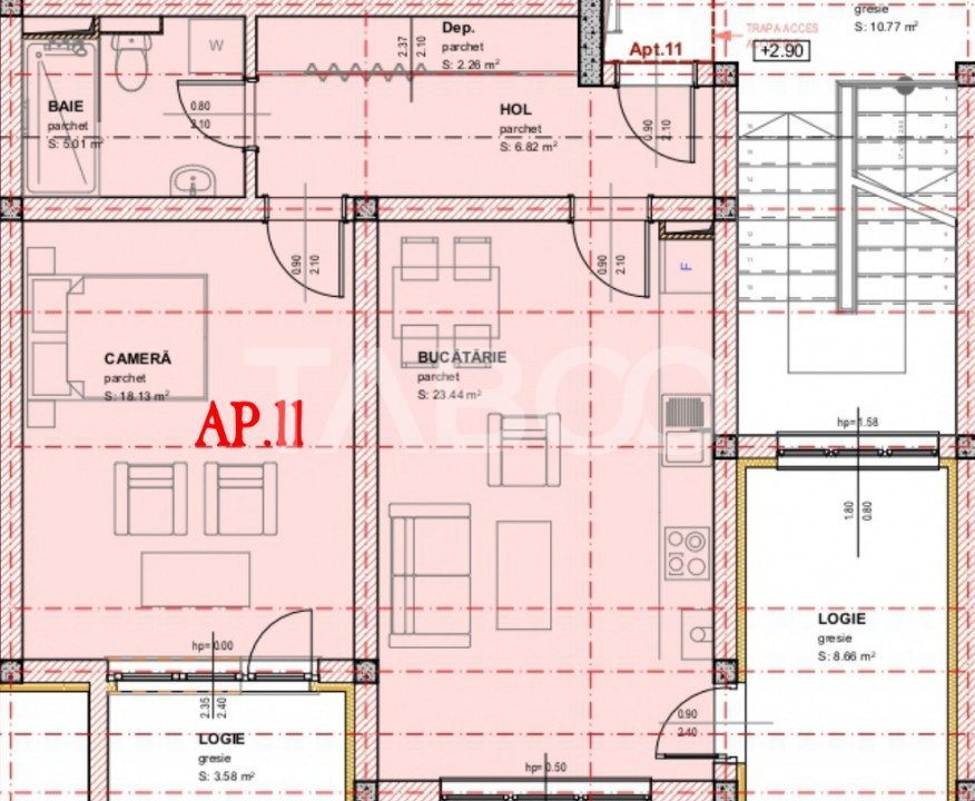 Apartament decomandat de vanzare 52mpu 2 camere 2 logii loc parcare