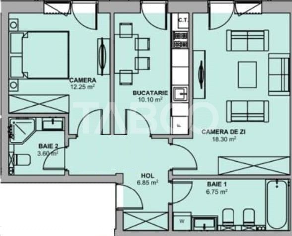 Apartament decomandat la cheie 2 camere 58 mpu balcon parcare Sibiu