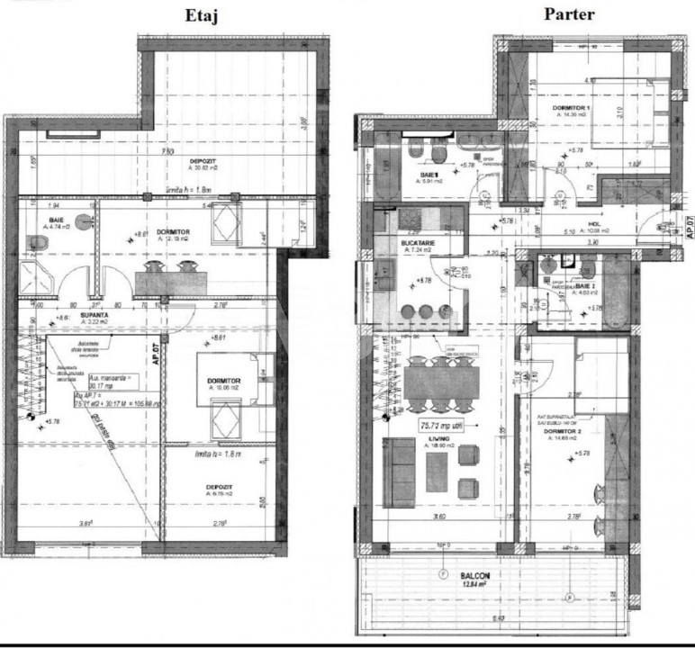Apartament la cheie 5 camere 3 bai 105 mp balcon loc parcare Sibiu