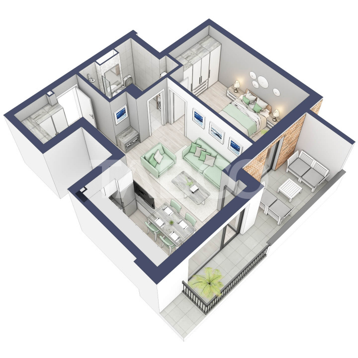 Apartament la parter cat un etaj 1 cu 47 mp utili 2 camere Turnisor in Sibiu - Afinelor