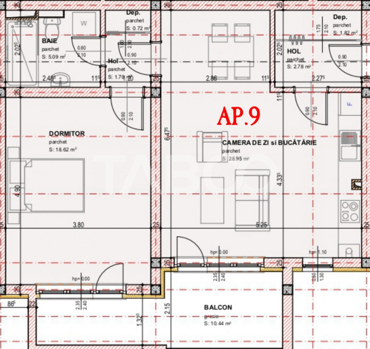 COMISION 0 -Apartament de vanzare 2 camere 61 mpu balcon orientare Sud
