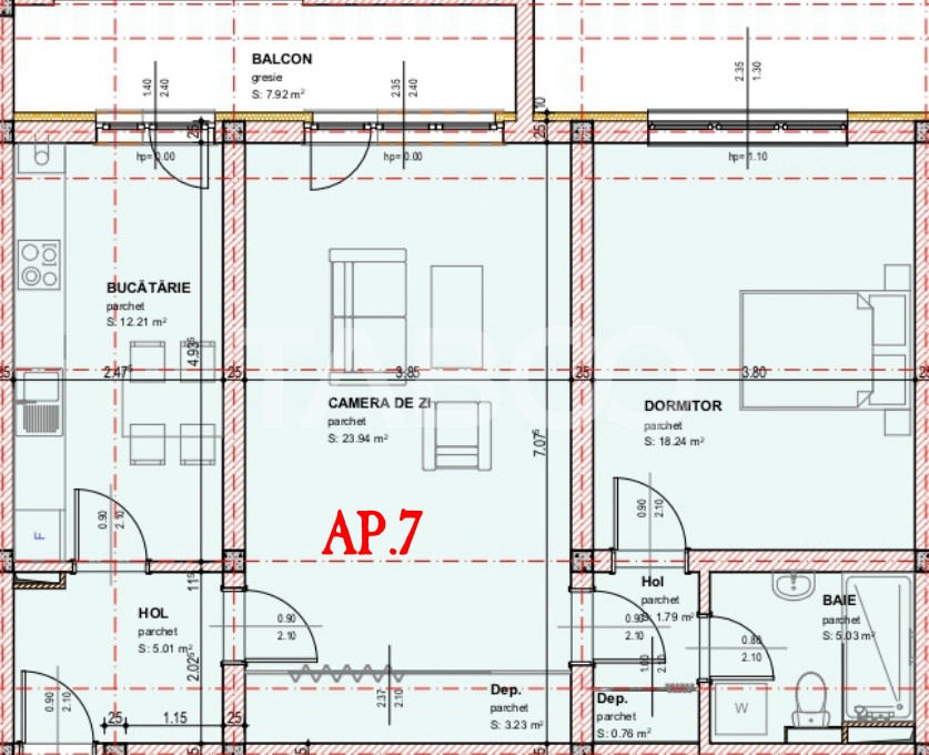 COMISION 0 - Apartament de vanzare 2 camere decomandate balcon 71 mpu