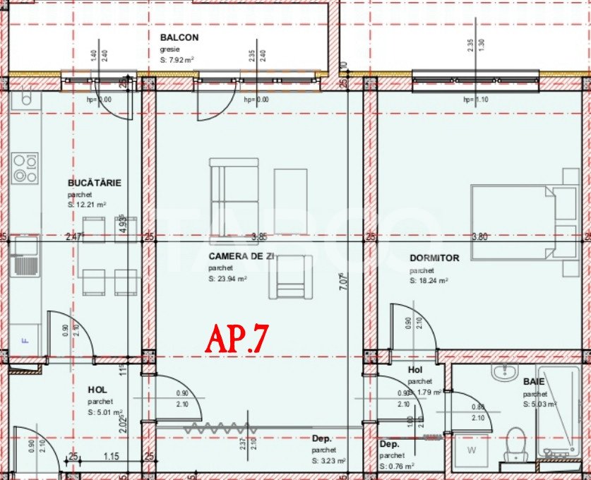 COMISION 0! Apartament de vanzare decomandat 2 camere 71 mpu balcon