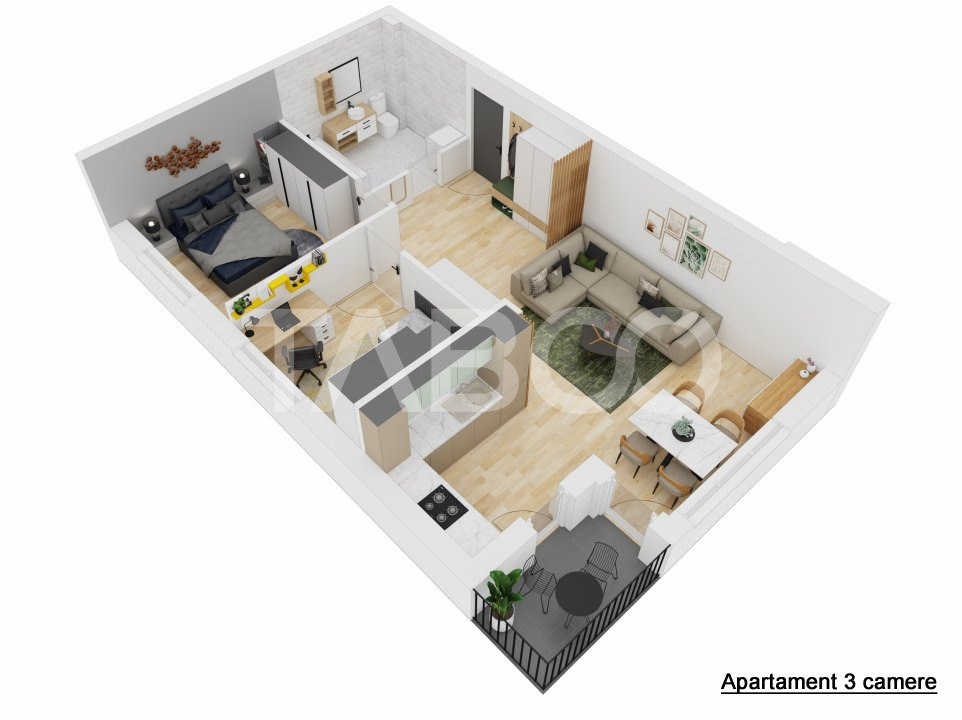 COMISION ZERO !! Apartament 3 camere 66 mpu balcon Doamna Stanca Sibiu