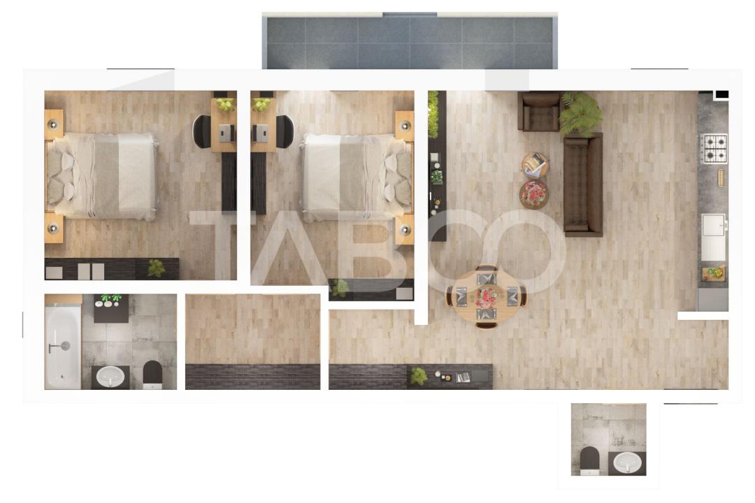 De vanzare 73mp 3 camere 2 bai decomandate balcon 7mp Doamna Stanca
