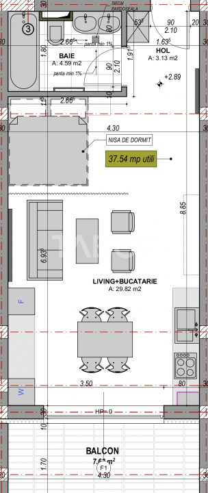 Garsoniera de vanzare decomandata 38 mpu balcon 8 mp loc parcare Sibiu