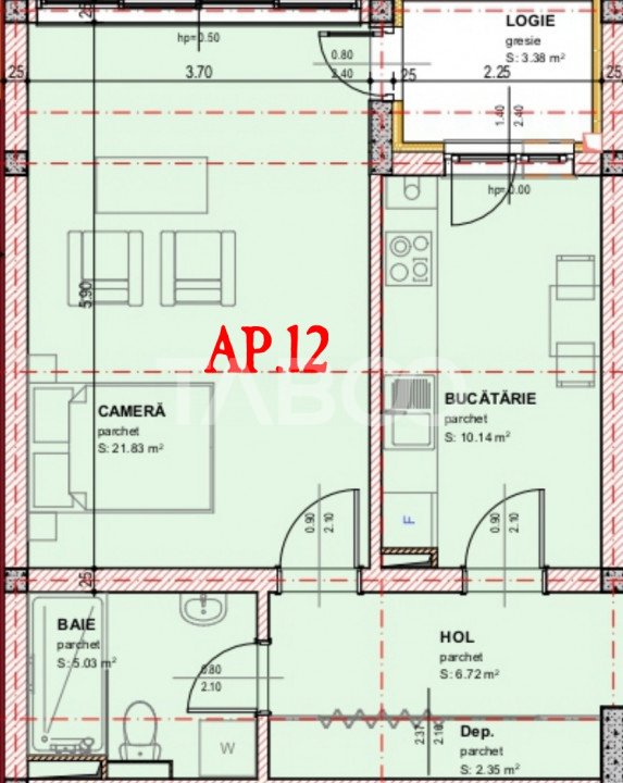 Garsoniera decomandata de vanzare 47 mpu loc parcare balcon Selimbar