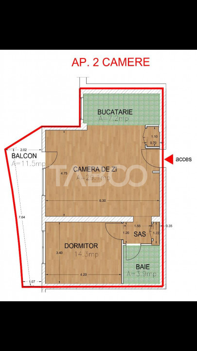 LA CHEIE!!! Apartament FARA COMISION cu 2 camere 60 mpu Rahovei Sibiu