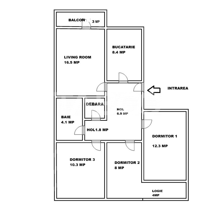  Scoala de Inot - Apartament 4 camere de vanzare cu balcon